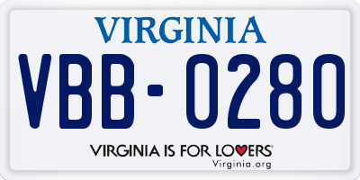 VA license plate VBB0280