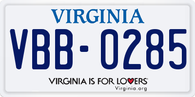 VA license plate VBB0285