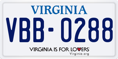 VA license plate VBB0288