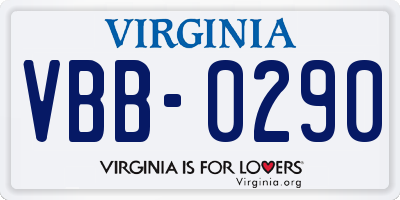 VA license plate VBB0290