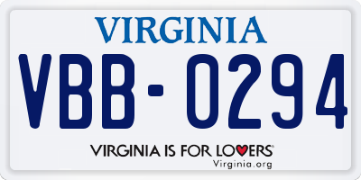 VA license plate VBB0294
