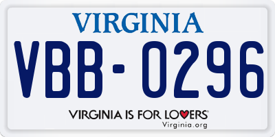 VA license plate VBB0296