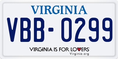 VA license plate VBB0299