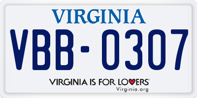 VA license plate VBB0307