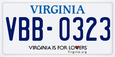 VA license plate VBB0323