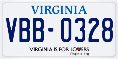 VA license plate VBB0328