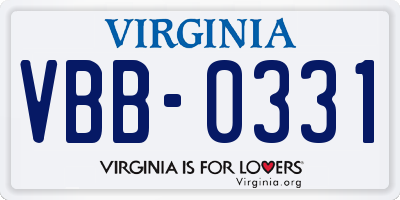 VA license plate VBB0331