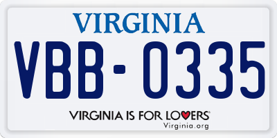 VA license plate VBB0335