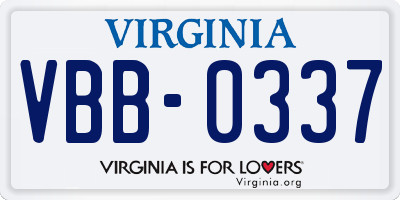 VA license plate VBB0337