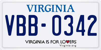 VA license plate VBB0342
