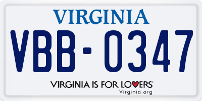 VA license plate VBB0347