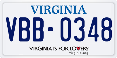 VA license plate VBB0348