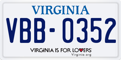 VA license plate VBB0352