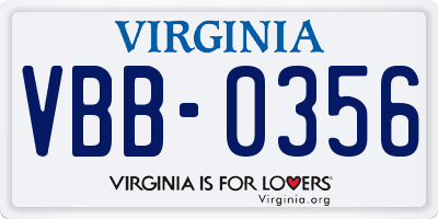 VA license plate VBB0356