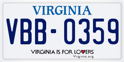 VA license plate VBB0359