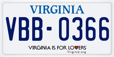 VA license plate VBB0366