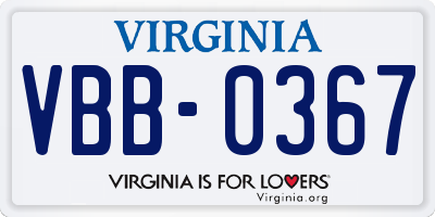 VA license plate VBB0367