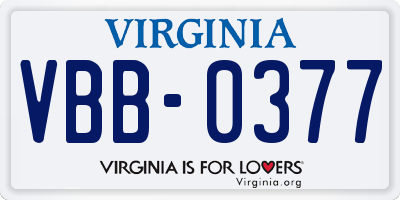VA license plate VBB0377