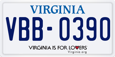 VA license plate VBB0390