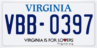 VA license plate VBB0397