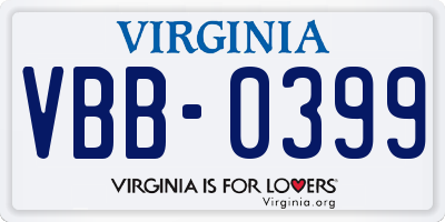 VA license plate VBB0399