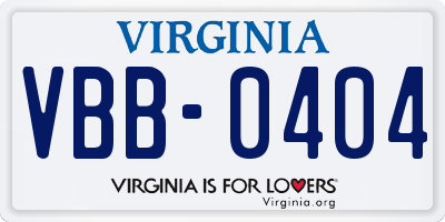 VA license plate VBB0404