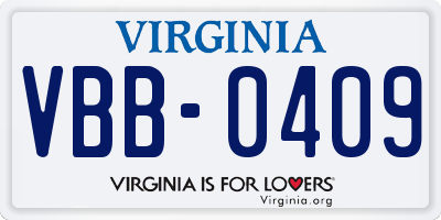 VA license plate VBB0409