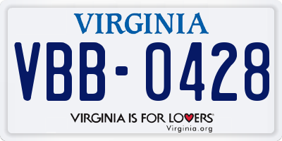 VA license plate VBB0428