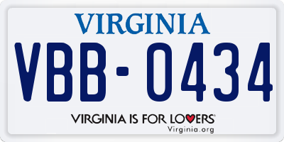 VA license plate VBB0434