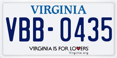 VA license plate VBB0435
