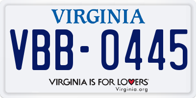 VA license plate VBB0445
