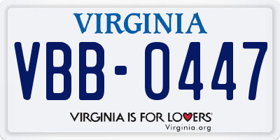 VA license plate VBB0447