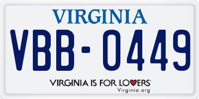 VA license plate VBB0449