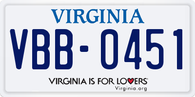 VA license plate VBB0451