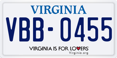VA license plate VBB0455