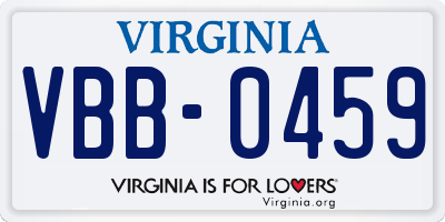 VA license plate VBB0459