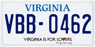 VA license plate VBB0462