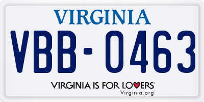 VA license plate VBB0463