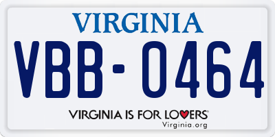 VA license plate VBB0464