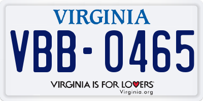 VA license plate VBB0465