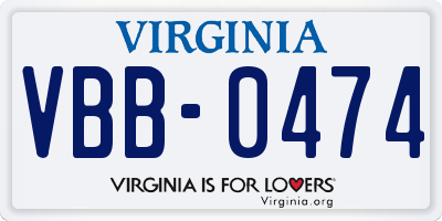 VA license plate VBB0474