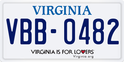VA license plate VBB0482