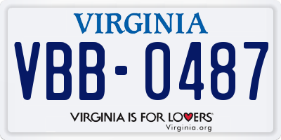 VA license plate VBB0487