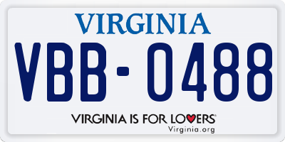 VA license plate VBB0488