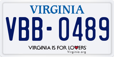 VA license plate VBB0489