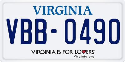VA license plate VBB0490