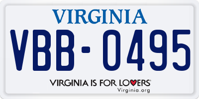 VA license plate VBB0495