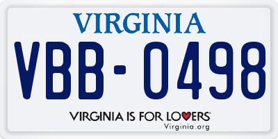 VA license plate VBB0498