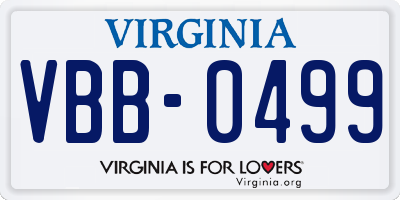 VA license plate VBB0499
