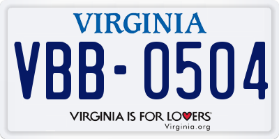 VA license plate VBB0504